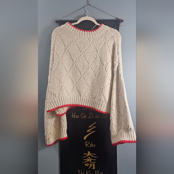 Free People Saltwater Fish Cable Knit Sweater NWT Medium - Picture 5 of 6